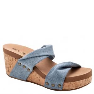 NEW CORKYS FOOTWEAR women's stranded denim wedge in denim